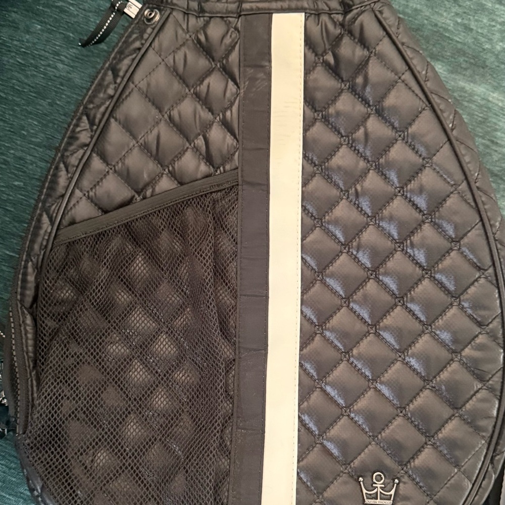 Quilted Black Backpack with Crown Logo